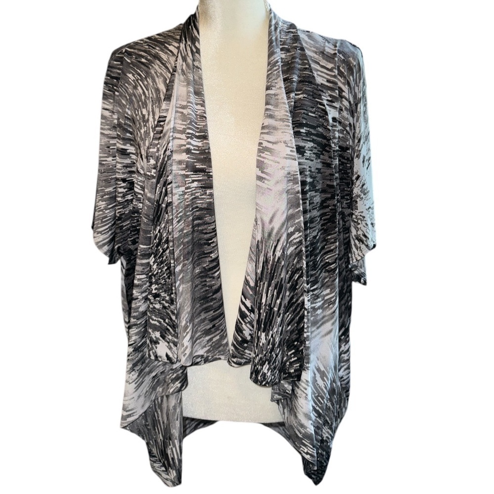 CHICO'S WATERCOLOR PRINT OPEN FRONT CARDIGAN KNIT TOP #12